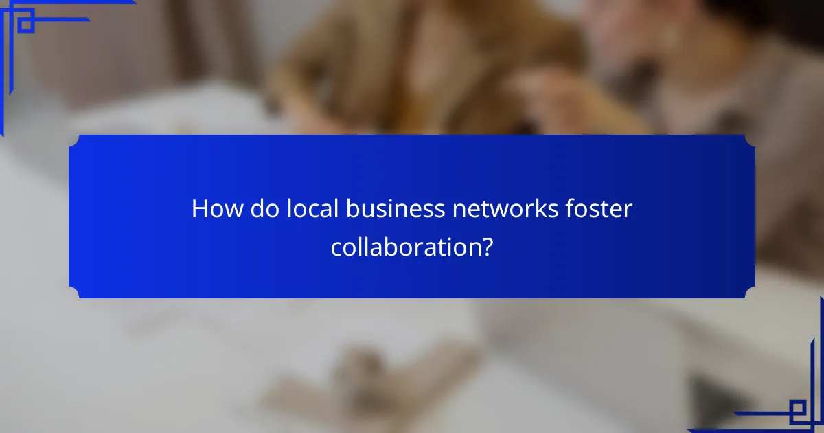 How do local business networks foster collaboration?